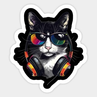 Cat DJ Vibes Sticker